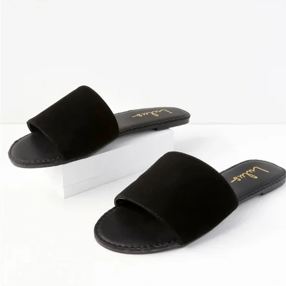 Addison Black Nubuck Slide Sandals - Picture 2 of 7